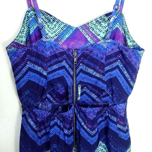 AEO Arty Chevron Strappy Mini Dress w Pockets - Picture 4 of 9